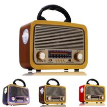 Rádio Retro Antigo Bluetooth AM FM USB SD com Lanterna Funciona na Tomada, Bateria Recarregável e Pilhas