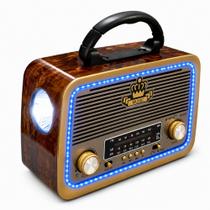 Rádio Retro Antigo Bluetooth AM FM USB SD Com Lanterna Funciona na Tomada Bateria Recarregável Pilha Rádio Retro Antigo Bluetooth AM FM USB SD Com Lanterna Funciona na Tomada Bateria Recarregável Pilha