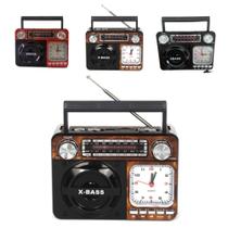 Rádio Retro Antigo Caixa de Som FM AM Bluetooth Recarregável Portátil com LED e Lanterna - Kapbom