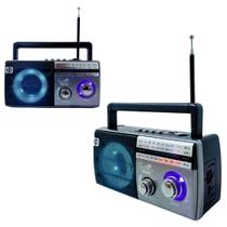 Rádio Retro Bluetooth 5.3 LED RGB Antena AM/FM Eletromex EL-1314