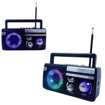 Rádio Retro Bluetooth 5.3 LED RGB Antena AM/FM Eletromex EL-1314