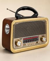 Rádio Retrô Bluetooth Vintage AD-3199 FM AM SW USB Entrada Auxiliar Madeira