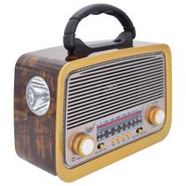 Rádio Retrô com 3 Bandas AM/FM/SW, USB, Cartão de Memória e Lanterna LED