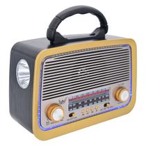 Rádio Retrô com 3 Bandas AM/FM/SW, USB, Cartão de Memória e Lanterna LED