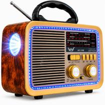 Rádio Retrô Cor Madeira Bluetooth Am/fm Vintage Som Potente Usb/Tf/ Sw Receptor 3 Bandas Portátil