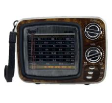 Rádio Retrô - FM/AM/USB/Cartão de memória - Recarregável - Receptor 8 bandas