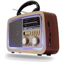 Rádio Retrô Madeira Luz LED Pronta Entrega