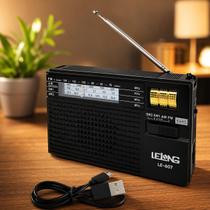 Rádio Retrô Portátil FM AM SW12 Com Lanterna Lelong LE607 Rádio Retrô Portátil FM AM SW12 Com Lanterna Lelong LE607
