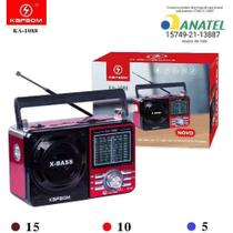 Rádio Retro Portátil Pilha Tomada Am Fm Usb Sw Mp3 Kapbom KA-1088