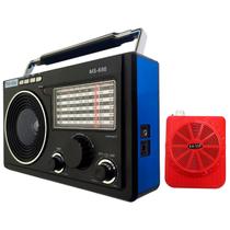 Radio Retro Portátil Vintage Am Fm Usb Pendrive Cartão Sd Potente Amplificador De Voz Megafone Com Microfone Painel Led