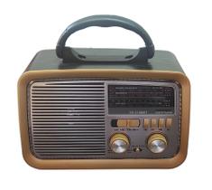 Rádio Retro Vintage 3188 Am Fm Sw Usb Aux Bluetooth Bateria Recarregável Madeira Estilo Antigo - Altomex/Kapbom