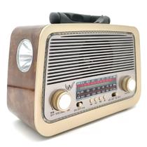 Rádio Retro Vintage 3199 Am Fm Sw Usb Aux Bluetooth Bateria Recarregável Madeira Estilo Antigo - Altomex/Kapbom