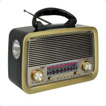 Radio Retro Vintage AM FM Bluetooth USB Recarregavel com Lanterna