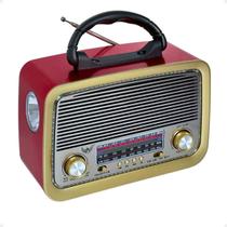 Radio Retro Vintage AM FM Bluetooth USB Recarregavel com Lanterna