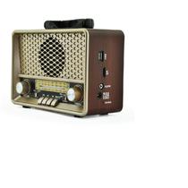 Rádio Retrô Vintage Am Fm Bluetooth USB Recarregável lanterna completo