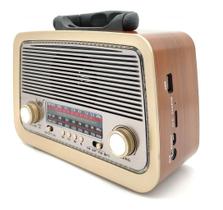 Rádio Retro Vintage Am Fm Sw Usb Bluetooth Bateria Recarregavel Aux Sd - Estilo Antigo Madeira - Altomex