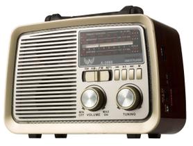 Rádio Retro Vintage Am Fm Sw Usb Recarregavel A3088 Marrom