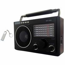 Rádio Retro Vintage Caixa De Som Am Fm Sw Usb Mp3 Bluetooth Pendrive 16Gb Metal Rápido Musicas Mp3 Com Chaveiro