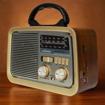 Rádio Retrô Vintage Portátil Bluetooth com FM AM USB e Bateria Recarregável