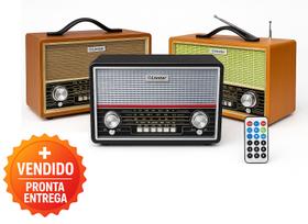 Rádio Retrô Vintage Portátil Grande 3 Bandas AM FM SW Potência 8W Recarregavel Alça Superior