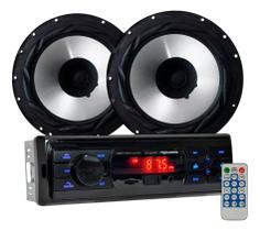 Rádio Roadstar RS2604BR BT/USB/SD/FM/Auxiliar + 2 Alto Falantes 6 Bomber 100w - Kit de Produtos