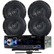 Rádio Roadstar RS2714BR BT/2 USB/SD/FM/Auxiliar + 4 Alto Falantes 6 Bomber 200w + Antena Rádio Rádio Roadstar RS2714BR BT/2 USB/SD/FM/Auxiliar + 4 Alto Falantes 6 Bomber 200w + Antena Rádio