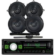 Rádio Roadstar RS2724 24v BT/2 USB/SD/FM/Aux + Par Alto Falantes 6 e 5 Bomber 200w + Antena Rádio