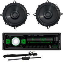 Rádio Roadstar RS2724 24v BT/2 USB/SD/FM/Auxiliar + 2 Alto Falantes 5 Bomber 100w + Antena Rádio