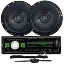 Rádio Roadstar RS2724 24v BT/2 USB/SD/FM/Auxiliar + 2 Alto Falantes 6 Bomber 100w + Antena Rádio