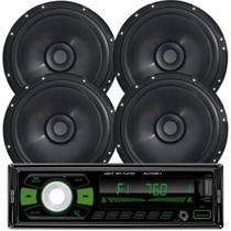 Rádio Roadstar RS2724 24v BT/2 USB/SD/FM/Auxiliar + 4 Alto Falantes 6 Bomber 200w