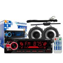 Rádio Roadstar RS2751 BT/2 USB/SD/FM/Auxiliar + 2 Alto Falantes 5 Bomber 100w + Antena Rádio