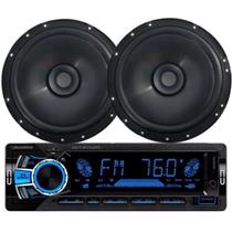 Rádio Roadstar RS2751 BT/2 USB/SD/FM/Auxiliar + 2 Alto Falantes 6 Bomber 100w