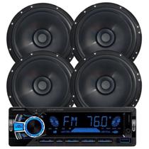 Rádio Roadstar RS2751 BT/2 USB/SD/FM/Auxiliar + 4 Alto Falantes 6 Bomber 200w