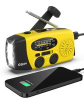 Rádio Solar Portátil Esky - Manivela, 1000mAh e Lanterna