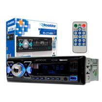 Rádio Som automotivo Bluetooth, USB, FM, Micro SD, Auxiliar, LCD Azul Com Controle Roadstar - RS-2714BR