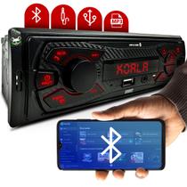 Rádio Som Automotivo MP3 Bluetooth USB Display Led Vermelho S100 Svart - Tech One