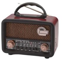 Rádio Vintage Am Fm Bateria Recarregável Usb - Marrom Escuro