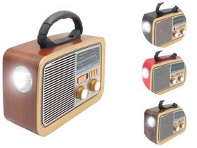Rádio Vintage Bluetooth AM FM SD Card USB Mp3 Aux Lanterna Bateria Recarregável Bivolt Kapbom
