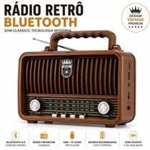 Rádio Vintage Bluetooth USB TF FM AM SW Mp3 Recarregavel Portátil Caixa de Som Retro Decorativa Presente
