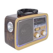 Rádio Vintage Retrô am/fm Som Potente Portátil Recarregável Pilhas usb/ tf/ sw Receptor 3 Bandas