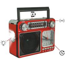 Rádio Vintage Retrô Pescaria AM FM USB Lanterna Avô Relogio Luz Camping Fazendo Sitio Multifunções - Peining