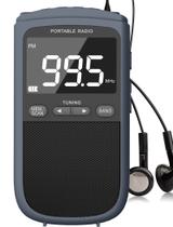 Rádio Walkman AM FM portátil Jazmm 900mAh com LCD cinza
