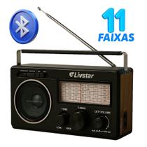 Radio Zona Rural Recarregavel com 11 Faixas AM-FM USB Bluetooth