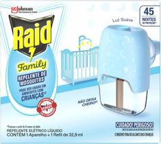 Raid Repelente Eletrico Líquido Family, Até 45 Noites de Proteção contra Mosquito, 1 Aparelho e 1 Refil de 32,9ml