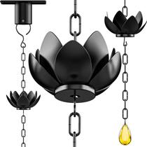 Rain Chain Wellrain, pacote com 2, 2,6 m com 12 xícaras de metal preto Rain Chain Wellrain, pacote com 2, 2,6 m com 12 xícaras de metal preto