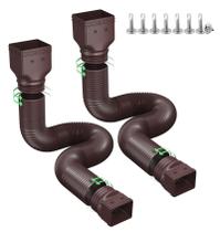 Rain Gutter Downspout Extensions, pacote com 2 unidades, marrom