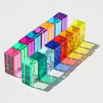 Rainbow Crystal Acrílico Strip Blocks Rectangle Stacking Gem Blocks for Kids 16 Colors Gem Cubes Stacking Educational Sensory Light Learning Toys (16PCS Strip Blocks)...