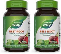 Raiz de beterraba Nature's Way, 1000 mg, 100 cápsulas vegetais, pacote com 2