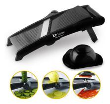 Ralador Cortador e Fatiador P/ Legumes C/ Apoio Suporte Boleador Mandolim Corte Regulável Salada Alimentos Cozinha-Preto