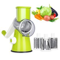 Ralador Cortador Fatiador Giratório Manual De Legumes Frutas E Queijo Com 3 Lâminas De Inox